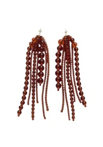 & Other Stories Cascade Glass Bead Statement Earrings - Amber - Picture 1 of 5