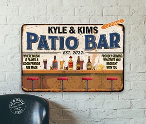 Personalized Patio Bar Sign Backyard Decor Porch Deck Pub Man Cave 108122002026 - Picture 1 of 7