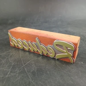 Vintage Letterpress Printing Block "Reduced" Cursive Serif 3 9/16" Metal & Wood - Picture 1 of 5