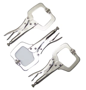 3 pc set 11" Locking C Clamp Pliers with Swivel Pads Welding Vise Clamps Holding - Picture 1 of 2