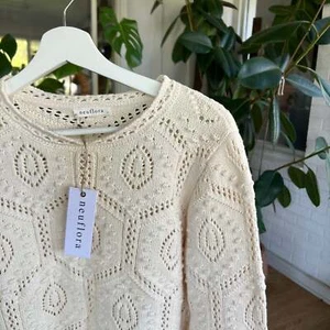 Cream Open Knit Crochet Sweater - Picture 1 of 3