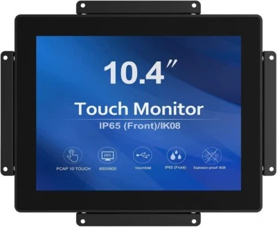GreenTouch 10.4 Inch Touch Screen Monitor Open Frame Touch Monitor USB DVI VGA - Image 1 of 4
