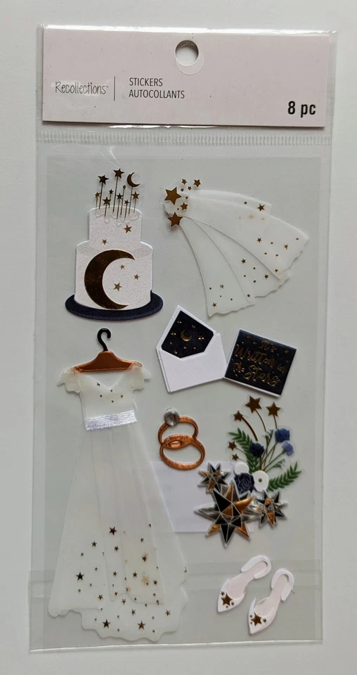 Vestido de novia de boda estrellado velo pastel álbum de recortes pegatinas por recuerdos  Foto 1 de 1