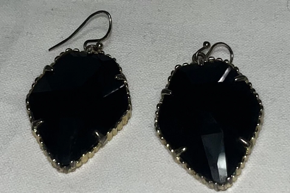 Kendra Scott Corley Gold Tone Black Onyx Earrings - Image 1 of 4