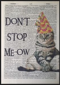 Cat Quote Vintage Dictionary Page Wall Art Print Picture Grumpy Pun Funny Animal