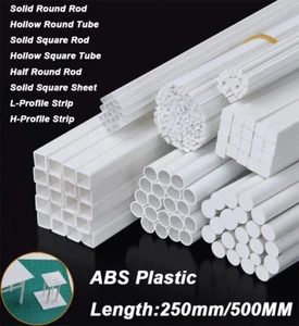 ABS Styrene Plastic Tube Strip Round/Square/Angle Rod Sheet Building Model DIY - Picture 1 of 23