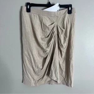 IRO SIze Large NEW Gathered Tan Beige Linen Stretch Straight Skirt - Picture 1 of 7