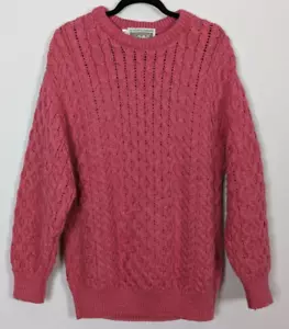 Suéter Aran 100% Pura Lana Nueva Cuello Redondo Rosa Hecho en Irlanda Suéter Grueso S - Imagen 1 de 7