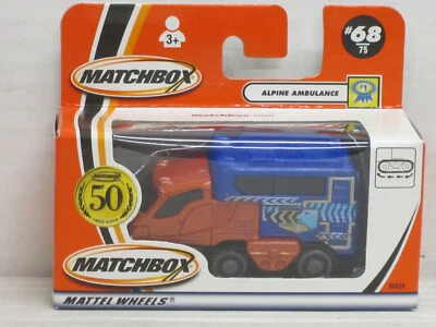 Alpine Ambulance in rame/blu, confezione originale, Matchbox 50 anni #68, circa 1:64 - Immagine 1 di 3