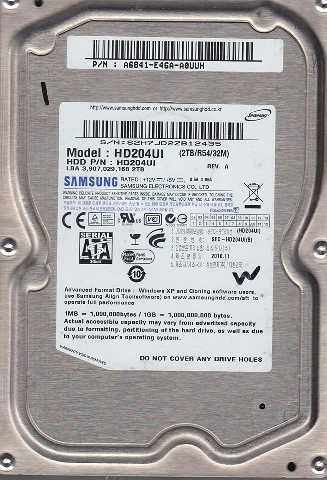 HD204UI/JP2 P/N: A6461-E46A-AD0S0 Samsung 2TB HDD Hard Drive-Tested 100% - Image 1 of 1