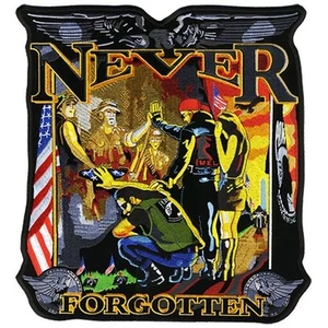 NEVER FORGET POW DELUXE BIKER PATCH biker iron on - Picture 1 of 1