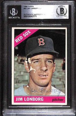 1966 Topps 93 Jim Lonborg DP BGS Autografiado BAS Auténtico C99576 Foto 1 de 3