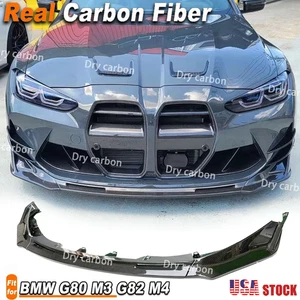 V Style DRY Real Carbon Front Bumper Lip Spoiler For BMW G80 M3 G82 G83 M4 21+ - Picture 1 of 12