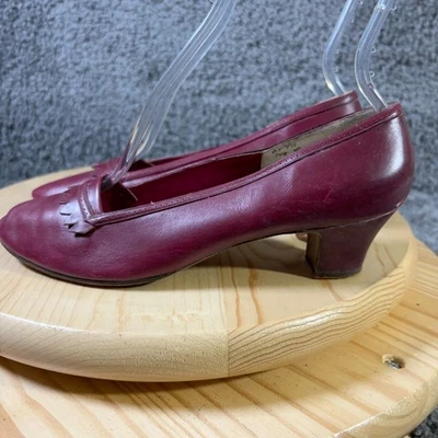 Salvatore Ferragamo Zapatos Tacones Bajos Mujer Talla 7 Rojo Cuero Bomba Florencia Italia Foto 1 de 4