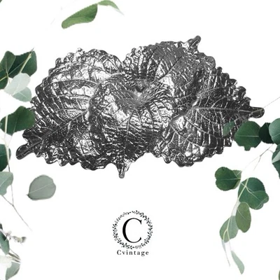 Hebilla de cinturón de hoja de plata gruesa vintage años 70 años 80 botánica de gran tamaño declaración Foto 1 de 3