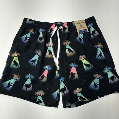 Bañador Chubbies Para Hombres Clásico 5.5" Malla Forrado Neón OVNI Dinosaurios Talla L Foto 1 de 4