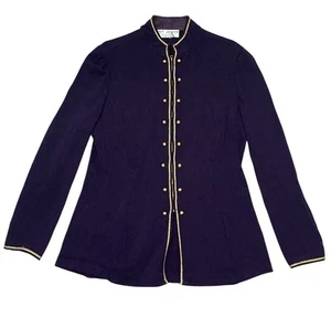 St. John Jacket Womens Knit Purple W. Gold Trim Button Embroidered Zip Up Blazer - Picture 1 of 11