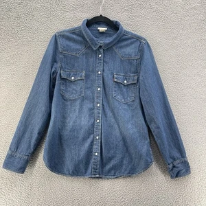 Levis Jeanshemd Damen Extra Large Blau Pearl Snap Cowgirl Rodeo Western South - Bild 1 von 15