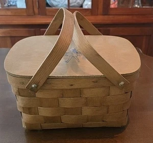 Vintage Basketville Putney Vermont Morton Salt Logo Woven Wood Basket Rustic - Picture 1 of 9