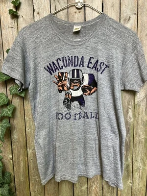 L 70s Russell Tri-blend Character Graphic Football rayon USA Single Stitch vtg - Image 1 of 4