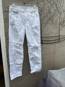 American Eagle Mom Straight Jeans Damen 6 Regular Weiß Stretch Mom Distressed - Bild 1 von 10