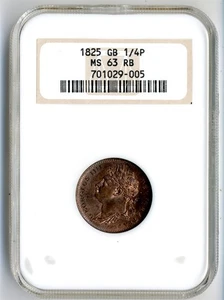 Great Britain. Farthing. 1825 NGC MS 63 RB - Picture 1 of 3
