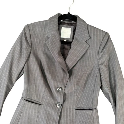 VTG The Limited Gray Pinstripe Blazer Women 4 Officecore Preppy Academia Classic - Image 1 of 4