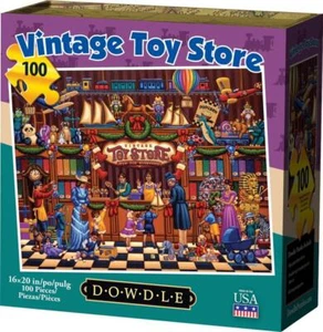 Rompecabezas de arte popular Dowdle antiguo; tienda de juguetes vintage; 100 piezas - Imagen 1 de 2
