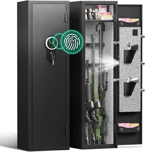 5-8 Gun Cabinet for Rifle and Pistol, Rifle Gun Safe with Dual Alarm & LED Light - Picture 1 of 9