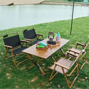 Folding Camping Table With 4 Chairs Lightweight Aluminum Beach Picnic BBQ Hiking - Picture 1 of 20