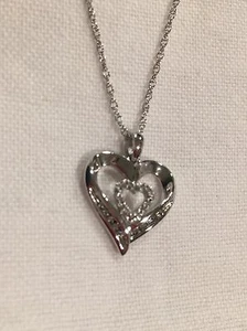 Sterling Silver and Diamond Double-Heart Pendant Necklace - Picture 1 of 10