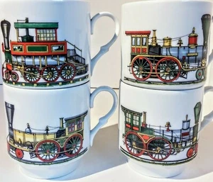 4 Vintage Coffee Mugs Trains Around The World Bavaria Schumann Arzberg Germany - Picture 1 of 8