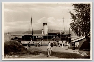 1940er RPPC Stillinson, Schweden Pier Dampfer & Passagiere, Vastra Gotland Postkarte - Bild 1 von 3