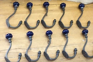 10 COAT HOOKS IRON VINTAGE ANTIQUE LOOK HAT HOOK KEY BATH HARDWARE HALL TREE - Picture 1 of 7