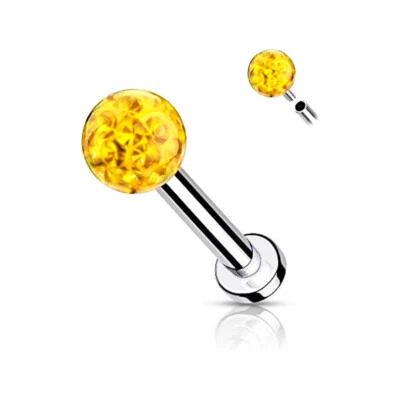 Barra de anillo labial superior cristal labret hilo interno de acero quirúrgico elige el tamaño del color Foto 1 de 4