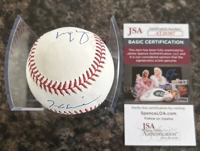 Greg Maddux Tom Glavine Signed Autographed Baseball Atlanta Braves HOF JSA COA - Image 1 of 4