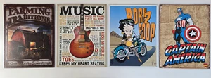 Large Metal Signs Betty Boop Captain America Music Farming Traditions Lot 4 - Picture 1 of 5
