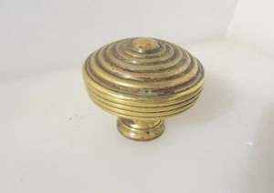 Victorian Brass Door Handle Knob Old Antique Regency Georgian Reeded Beehive x1 - Picture 1 of 12