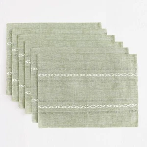 Cotton Linen Placemats 14 X 19 Inch Set Of 6 Placemats Rustic Hemstitch Place Ma - Picture 1 of 7