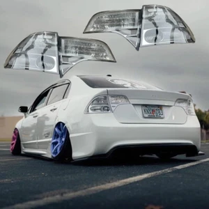 Pair Crystal Clear Brake Lamps Tail Lights Cover For 06-11 Honda Civic 4DR Sedan - Picture 1 of 14