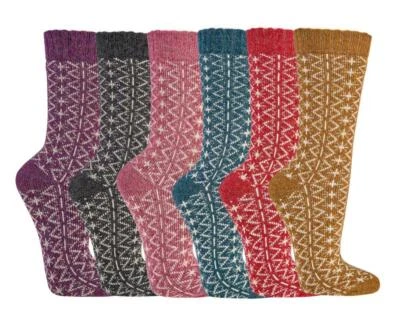 2 Paar Socken mit Merino und Alpaka Wolle für Damen Herren mit Folklore Motiv - Bild 1 von 4