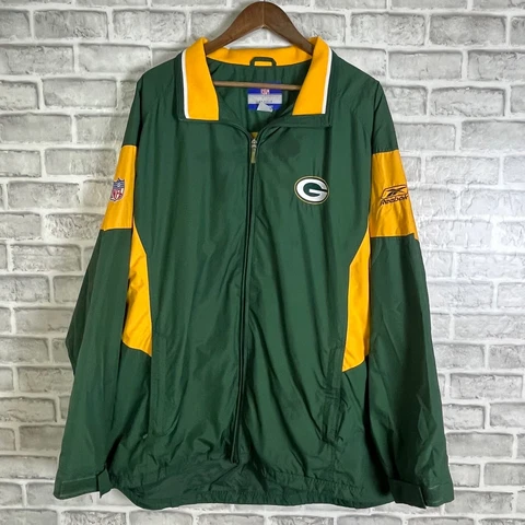 Vintage Reebok Green Bay Packers Full Zip Windbreaker Jacket Mens Sz XL *FLAWED* Cover