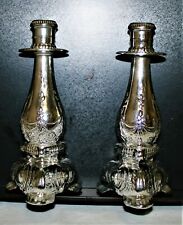 PAIR VINTAGE AVON COLOGNE DECANTERS BOTTLES SILVER CHROME CANDLESTICK BIRD OF PA