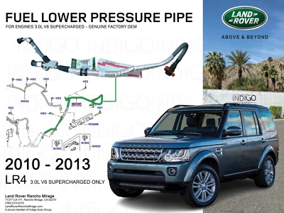 TUBO DE PRESIÓN DE COMBUSTIBLE LAND ROVER ORIGINAL DE FÁBRICA LR4 3,0 L V6 SC 10-13 LR069002 Foto 1 de 2