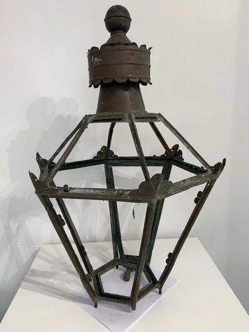 Antique Large Georgian Victorian Verdigris Copper Lantern Project Cover