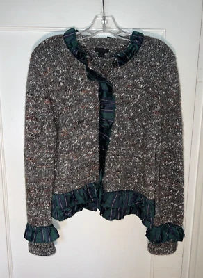 J. Crew Collection Wool Alpaca Silk Trim Button Cardigan Sweater Size M.  d545 - Image 1 of 4