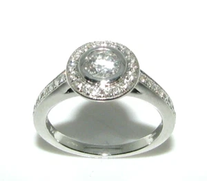 Mujer 18ct Oro Blanco & Anillo de Compromiso Diamante Reino Unido Tamaño L - Imagen 1 de 12