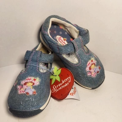Vintage 2004 Strawberry Shortcake Denim Shoes Girls 7.5 New With Tags - Image 1 of 4