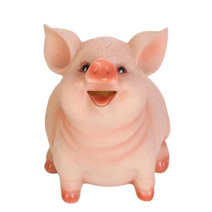 Desktop Resin Piggy Bank Children Cute Pig Piggy Bank Coin Saving Box Jar Coins - Picture 1 of 14