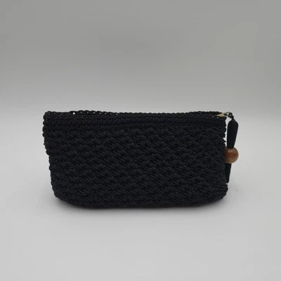 Vintage Clutch Purse 60s Made In Japan Black Crochet Handbag  - Image 1 of 4
